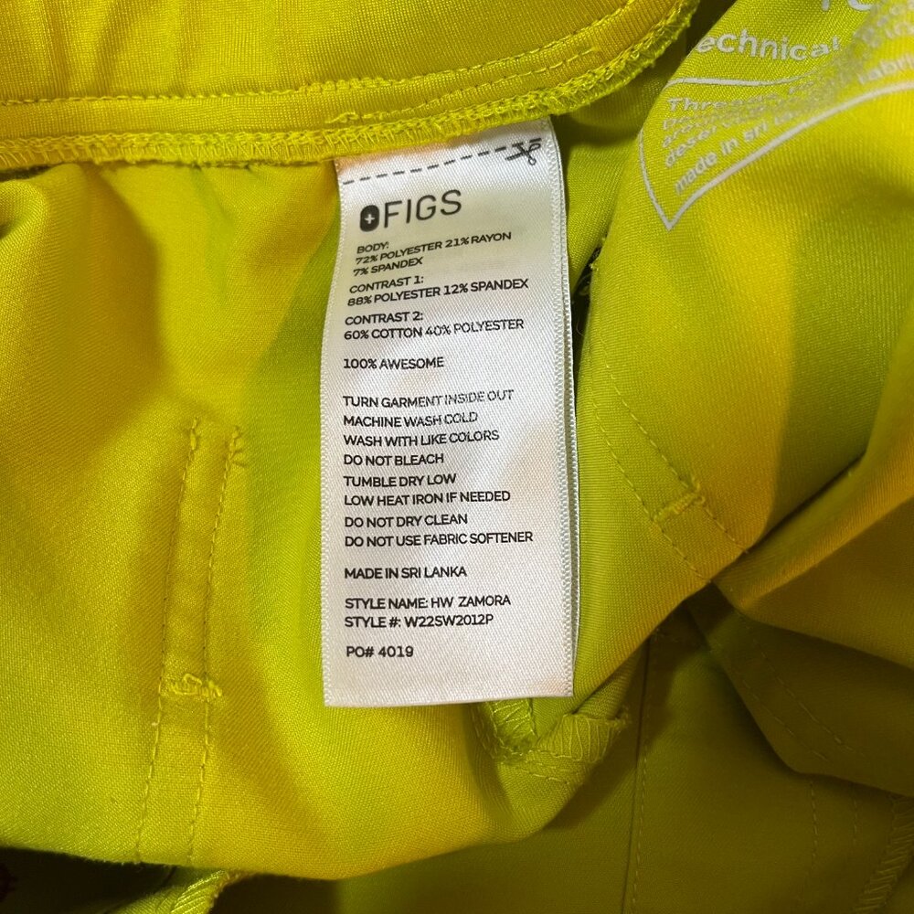 Figs High Waist Zamora Jogger Scrub Pants Nurse Doctor Limeade Yellow Size Small - Picture 4 of 10